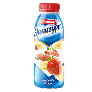 Йогурт ЭРМИГУРТ питьевой клубника-банан 1,2% без змж 420гр