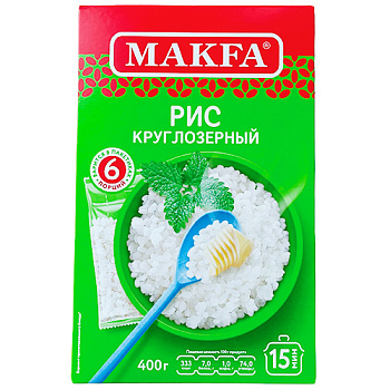 Крупа рис МАКФА шлифованный круглозерный 6*66 гр.