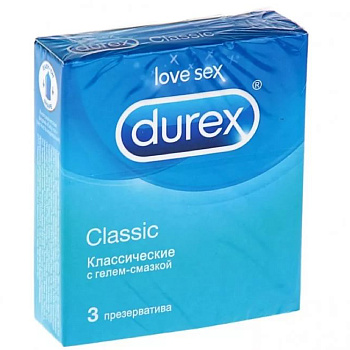 Презервативы ДЮРЕКС  Классические, 3 шт.