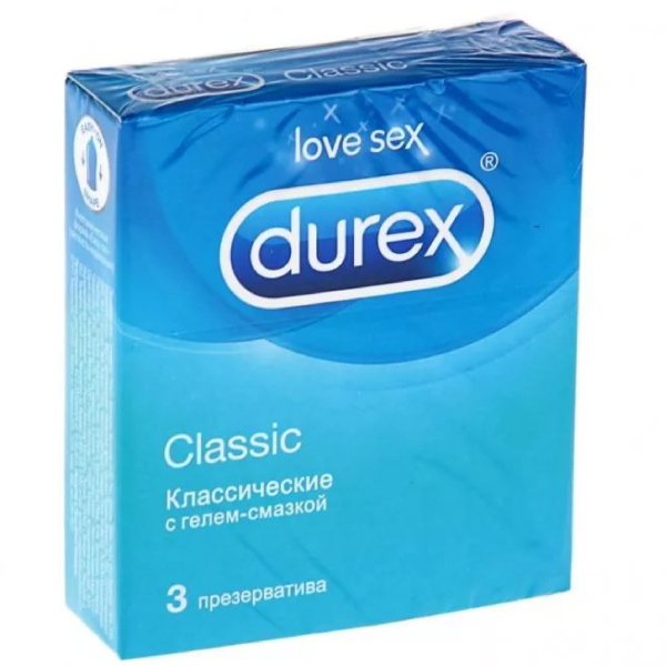 Презервативы ДЮРЕКС  Классические, 3 шт.