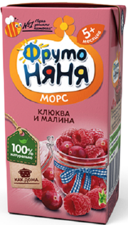 Морс ФРУТОНЯНЯ клюква-малина т/пак 0,2л