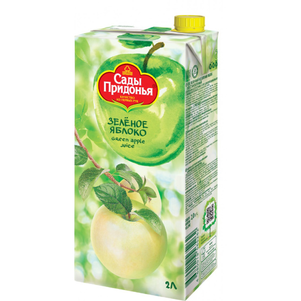 Сок САДЫ ПРИДОНЬЯ яблочный из зеленых яблок 2 л
