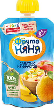 Пюре ФРУТОНЯНЯ салатик из фруктов 90гр м/у