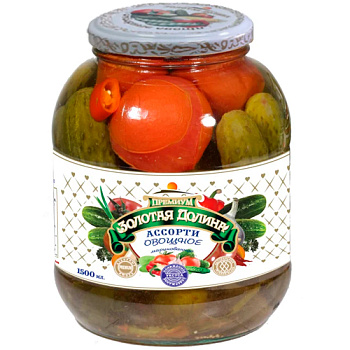 Ассорти овощное ЗОЛОТАЯ ДОЛИНА 1500 гр ст/б
