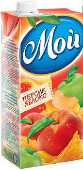 Нектар МОЙ персик-яблоко с мякотью 0.95 л