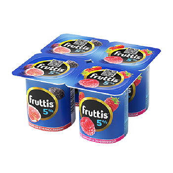 Йогурт ФРУТТИС Сливочное лакомство Инжир-Чернослив, Малина-Земляника 5% без змж 115гр