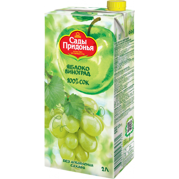 Сок САДЫ ПРИДОНЬЯ яблоко - виноград 2 л