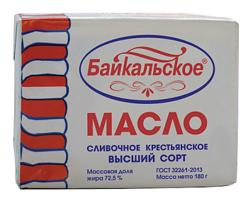 Масло БАЙКАЛЬСКОЕ Крестьянское 72.5% без змж 180гр
