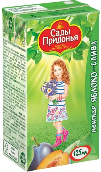 Сок САДЫ ПРИДОНЬЯ ябл.-сливовый с мякотью 125гр