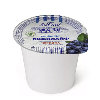 Биойогурт ЛЮБИО Бифилайф черника 3,2% без змж 125мл ст
