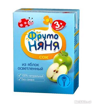Сок ФРУТОНЯНЯ яблоко осветл. 200мл