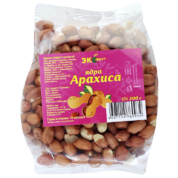Арахис ядро ЭКОФРУТ 200гр пак