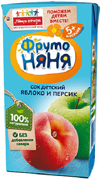 Сок ФРУТОНЯНЯ яблоко-персик 200мл