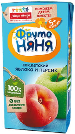 Сок ФРУТОНЯНЯ яблоко-персик 200мл