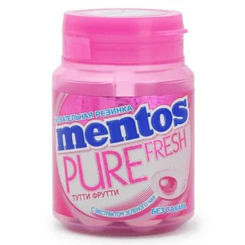 Жевательная резинка МЕНТОС Пьюр Фреш Тутти Фрутти 100 гр банка