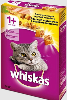 Корм ВИСКАС подушечки паштет с курицей/индейкой 350гр