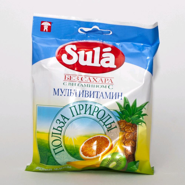 Леденцы фруктовые ЗУЛА мультивитамин б/сах 60гр