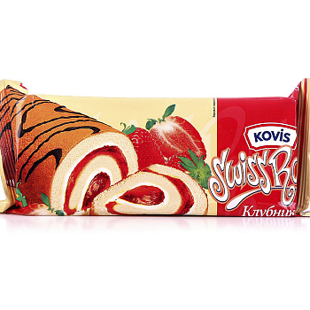 Рулеты бисквитные КОВИС с начинкой клубника 175гр