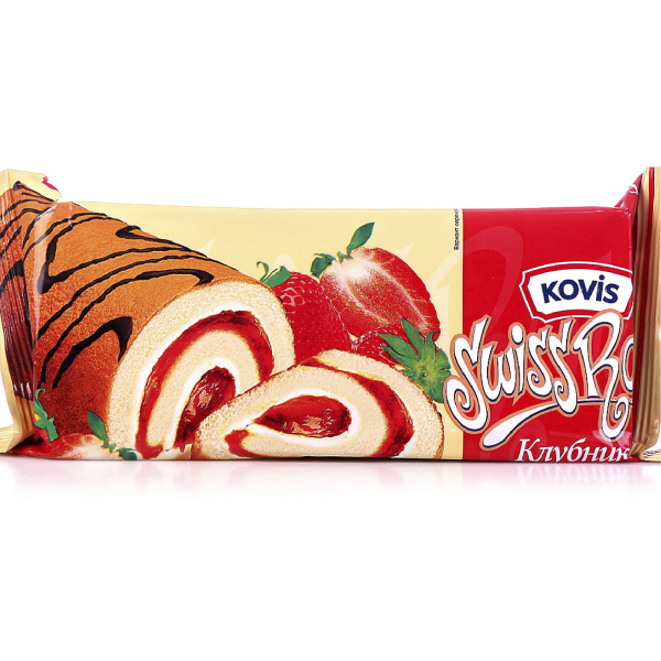 Рулеты бисквитные КОВИС с начинкой клубника 175гр