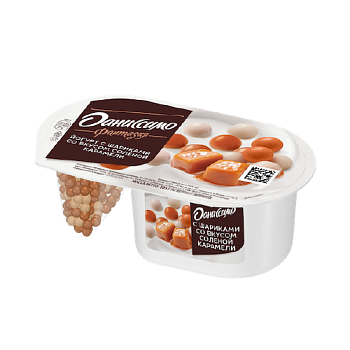 Йогурт ДАНИССИМО Фантазия хруст. шарики солен.карамель 6,9% без змж 105гр