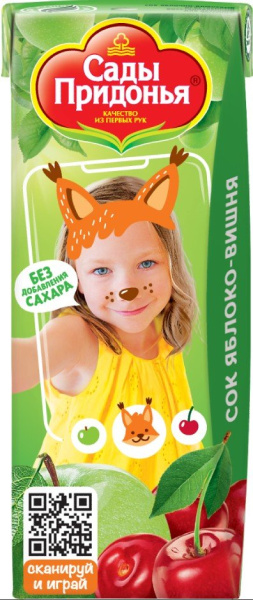 Сок САДЫ ПРИДОНЬЯ яблочно-вишневый 200мл