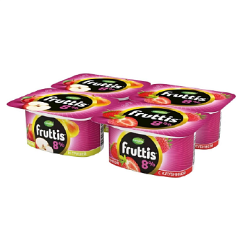 Йогурт ФРУТТИС Супер экстра клубника-яблоко-груша 8% без змж 115гр