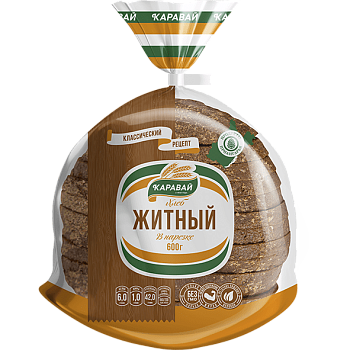 Хлеб КАРАВАЙ Житный нарез. 600гр