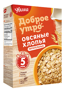 Хлопья УВЕЛКА овсяные питательные 400гр т/уп