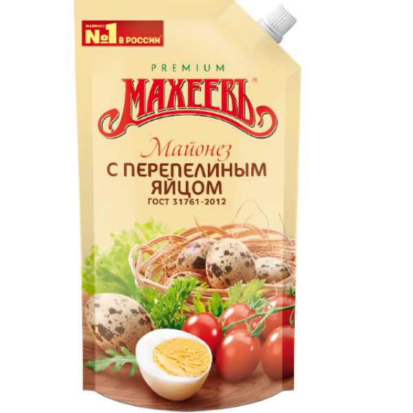 Майонез МАХЕЕВЪ с перепелиным яйцом 67% 380гр дой-пак