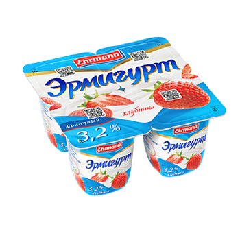 Йогурт ЭРМИГУРТ клубника 3,2% без змж 100гр