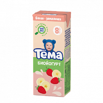 Йогурт ТЁМА питьевой банан-земляника 2,8% без змж 210гр
