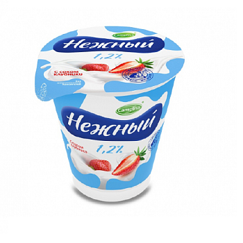 Йогурт КАМПИНА Нежный с соком Клубника 1,2% без змж 320гр ст
