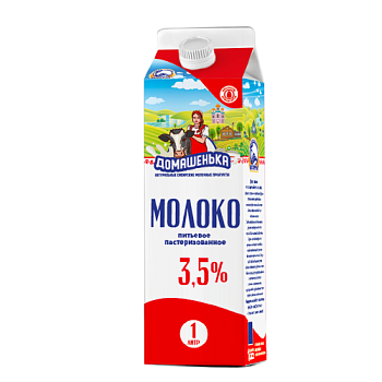 Молоко БЕЛОРЕЧЬЕ Домашенька 3,5% без змж 1л т/п