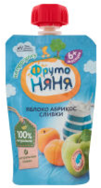 Пюре ФРУТОНЯНЯ Яблоко-абрикос со сливками 90гр м/у