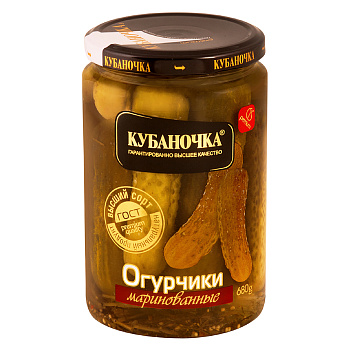 Огурчики КУБАНОЧКА маринованные 720 гр ст/б