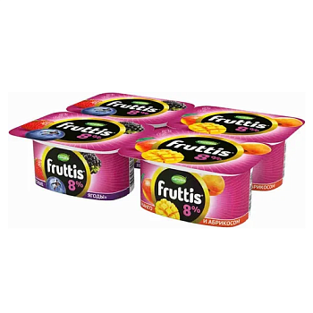 Йогурт ФРУТТИС Супер экстра абрикос-манго-лес.ягоды 8% без змж 115гр