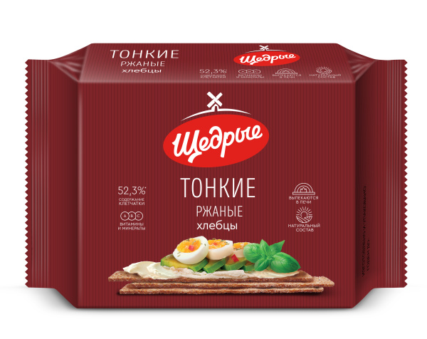 Хлебцы ЩЕДРЫЕ хрустящие тонкие ржаные 170гр