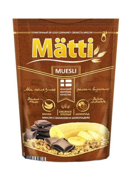 Мюсли МАТТИ банан-шоколад 250гр