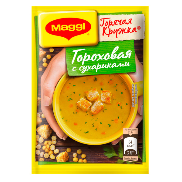 Суп МАГГИ Горячая кружка гороховая с сухариками 19гр