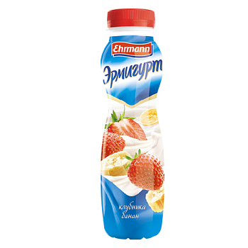 Йогурт ЭРМИГУРТ питьевой клубника-банан 1,2% без змж 290гр
