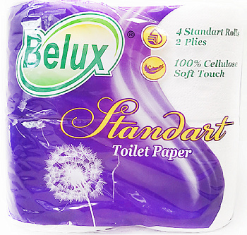 Бумага туалетная БЕЛЮКС Стандарт Белая 2-сл 4шт