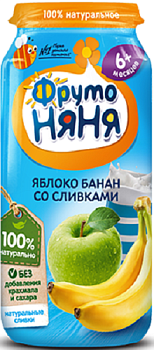 Пюре ФРУТОНЯНЯ Яблоко-банан-сливки 250гр