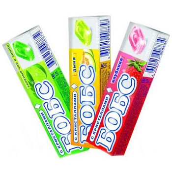 Леденцы БОБС с кристаллами дыня клубника чай 35гр