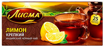Чай ЛИСМА Крепкий Лимон 1,5грх25шт пакетики