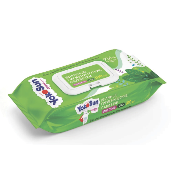 Салфетки влажные ЭКОСАН Эко детские гигиенические 100 шт