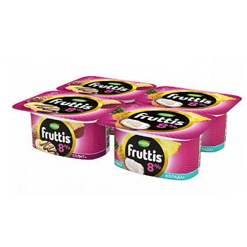 Йогурт ФРУТТИС Супер экстра банан-сплит-пинаколада 8% без змж 115гр